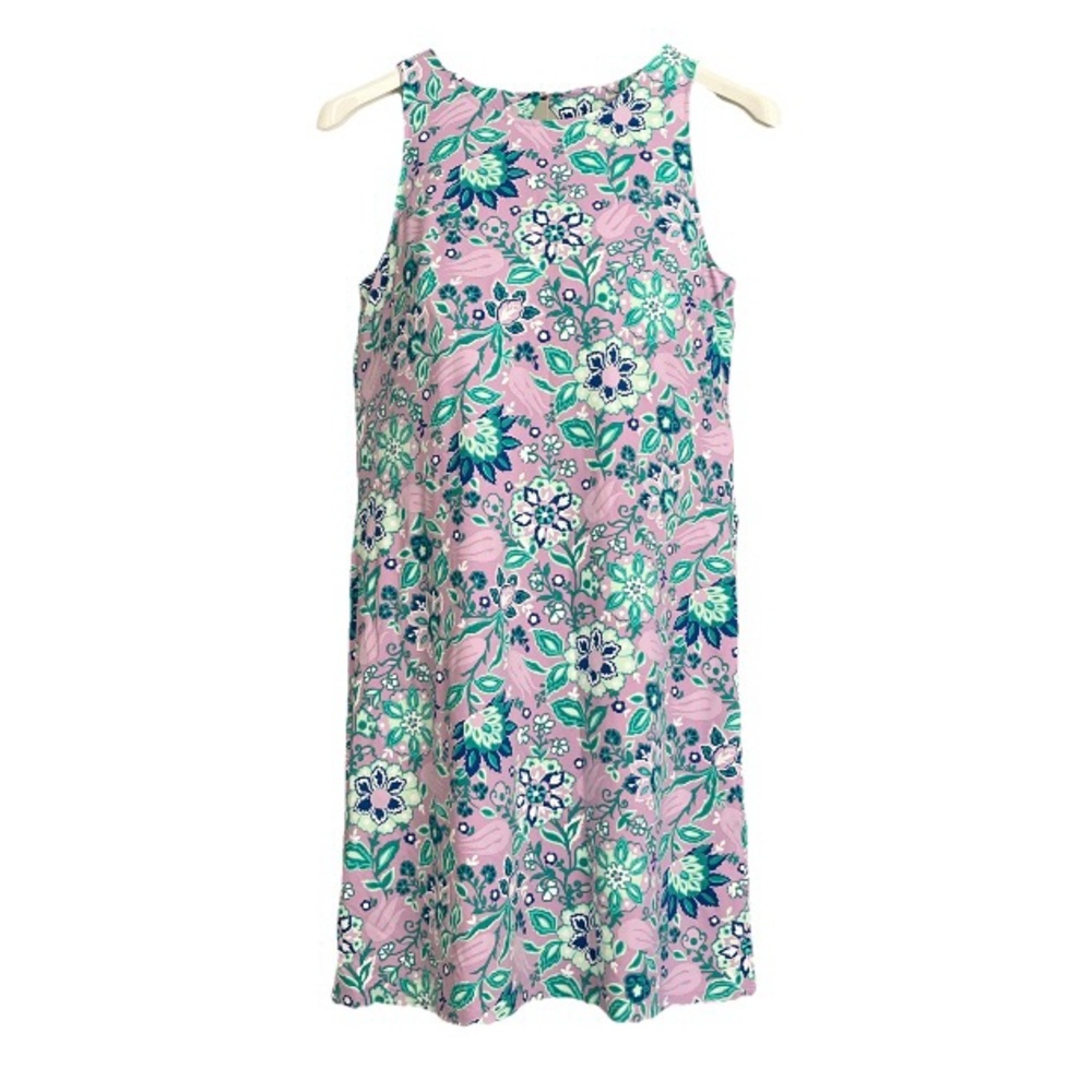 Talbots Lilac and green Floral sleeveless Dress size L Gently used.